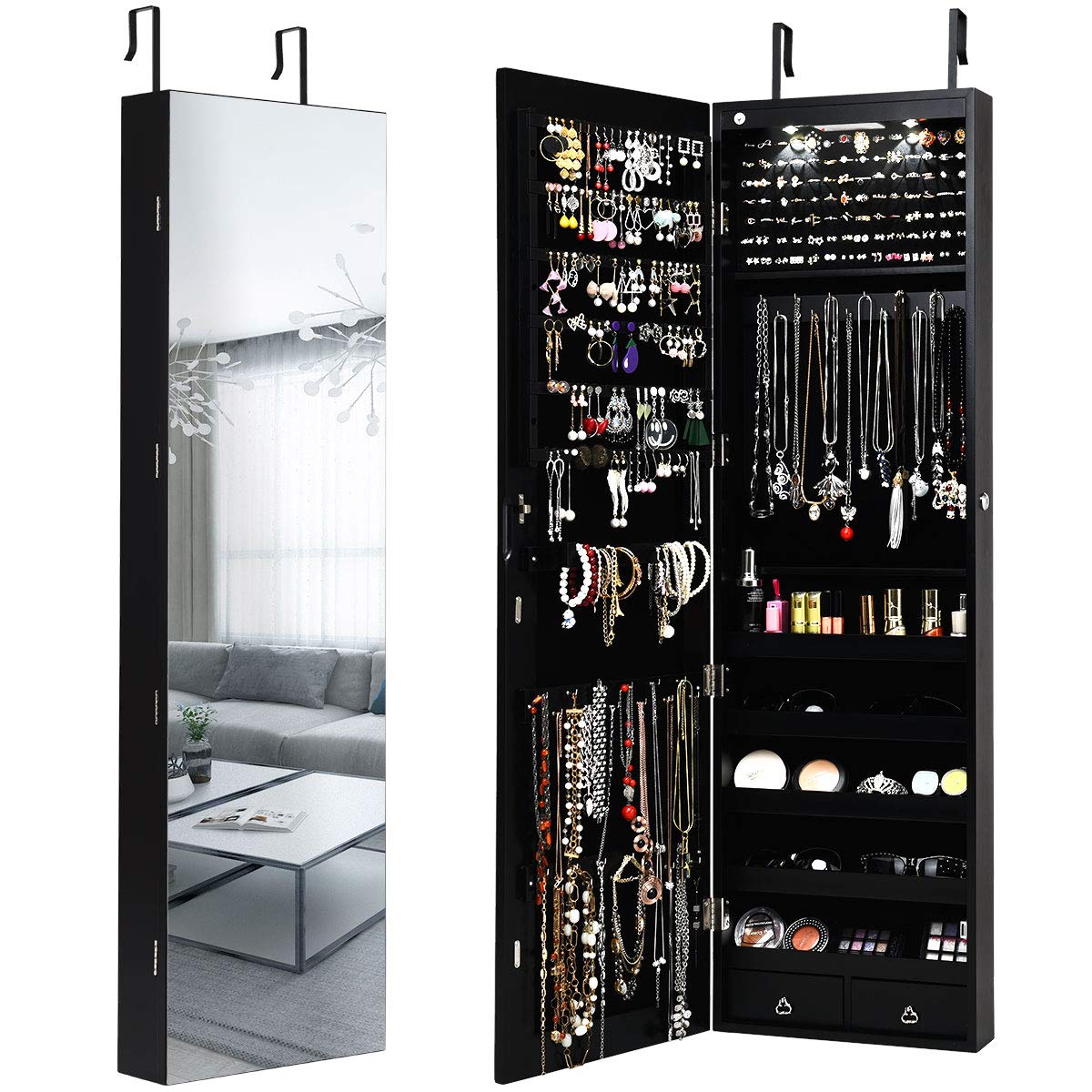 Full Length Mirror Jewelry Armoire - 벽이나 문에 설치할 수 있는 전신