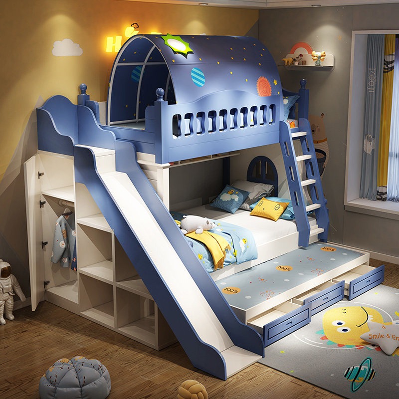 Bunk Bed With Stairs And Slide - 어린이용 침대 위아래 침대 남자아이용 높낮이
