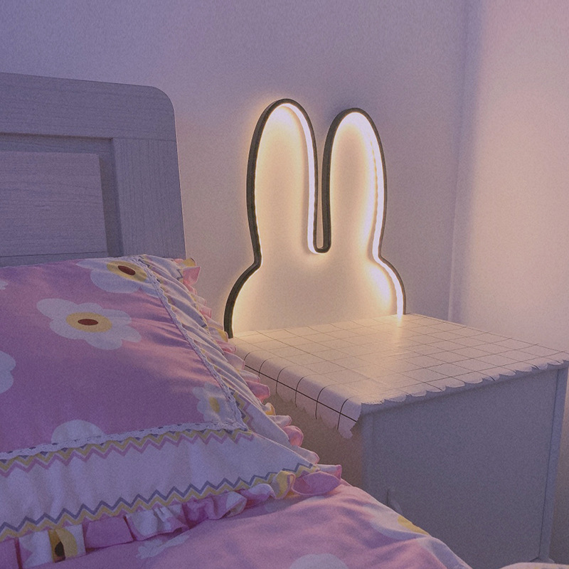 Floating Nightstand With Led Light - 귀여운 LED 토끼 벽등 USB 전원