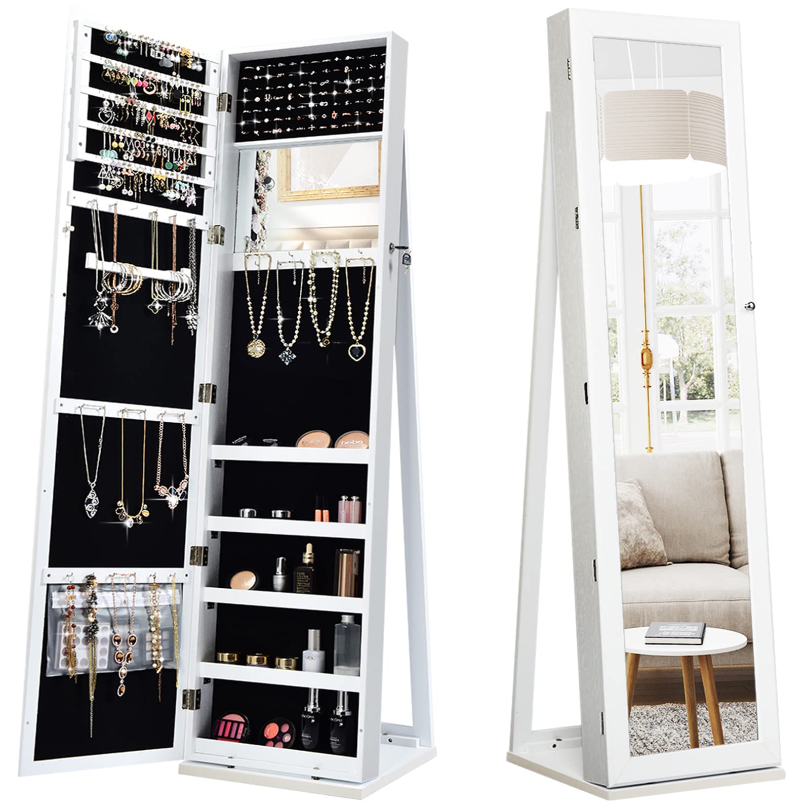 Full Length Mirror Jewelry Armoire - 전신 거울이 달린, 잠금장치가 있는 세련된