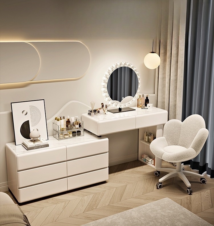 #   화이트 우드 모던 유럽풍 조명 거울 화장대 메이 - Dressing Table Vanity With Lighted Mirror 리뷰 및 가격