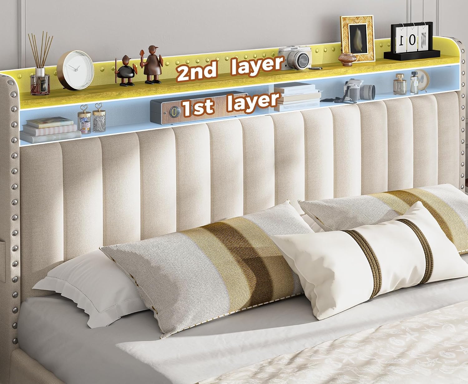 킹사이즈 침대 프레임, 수납 서랍 4개 및 수납형 헤드 - King Size Bed Frame With Storage Drawers 리뷰 및 가격