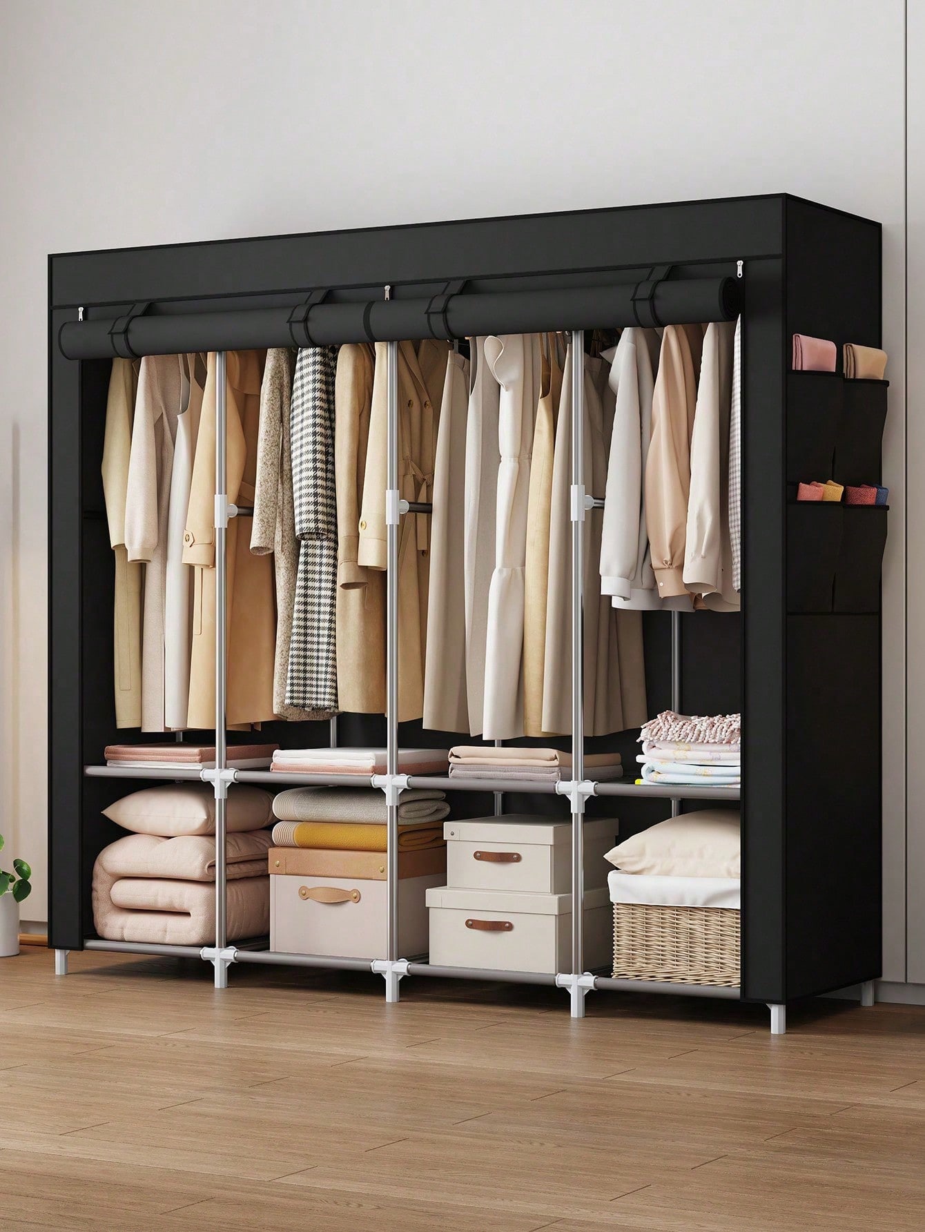 대형 휴대용 옷장, 모던한 블랙 패브릭 의류 수납 정리 - Wardrobe Closet Portable Fabric Cover 리뷰 및 가격