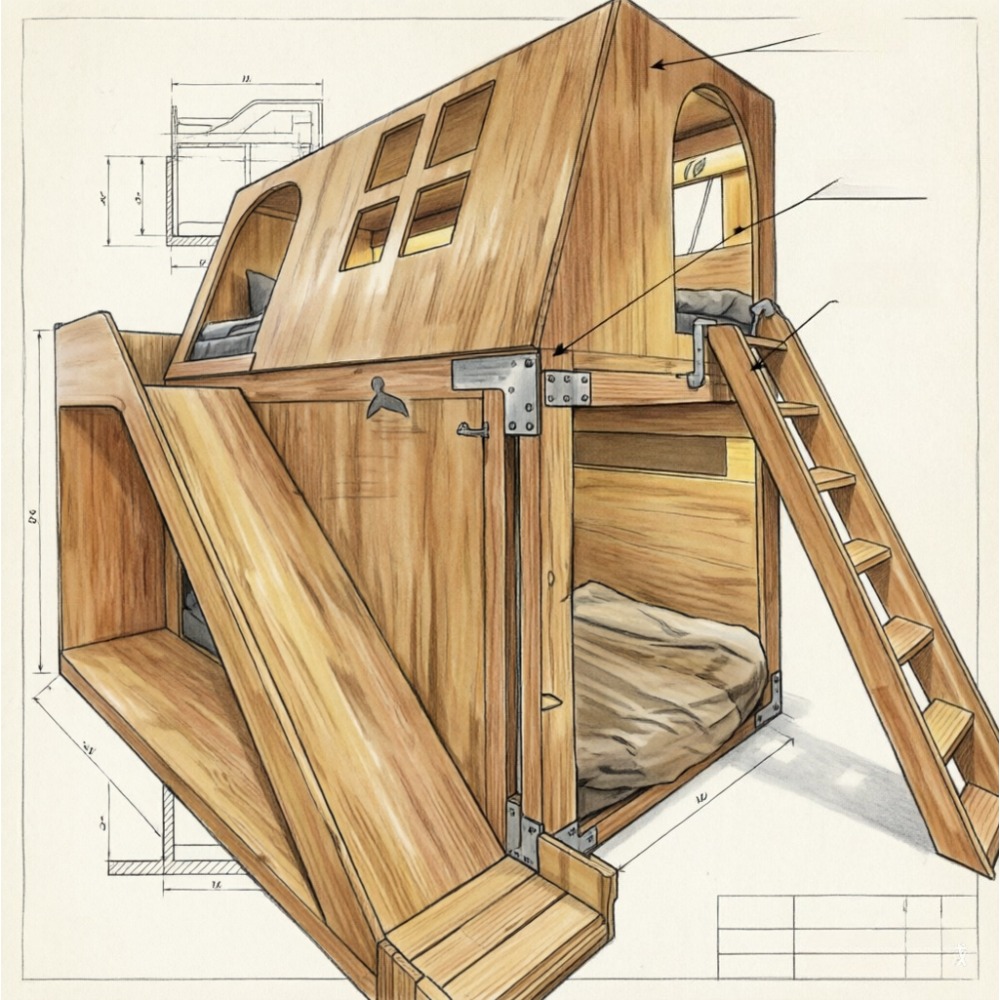 미국산 원목 어린이 트리하우스 벙크베드 공주님 성 로프 - Bunk Bed With Stairs And Slide 리뷰 및 가격