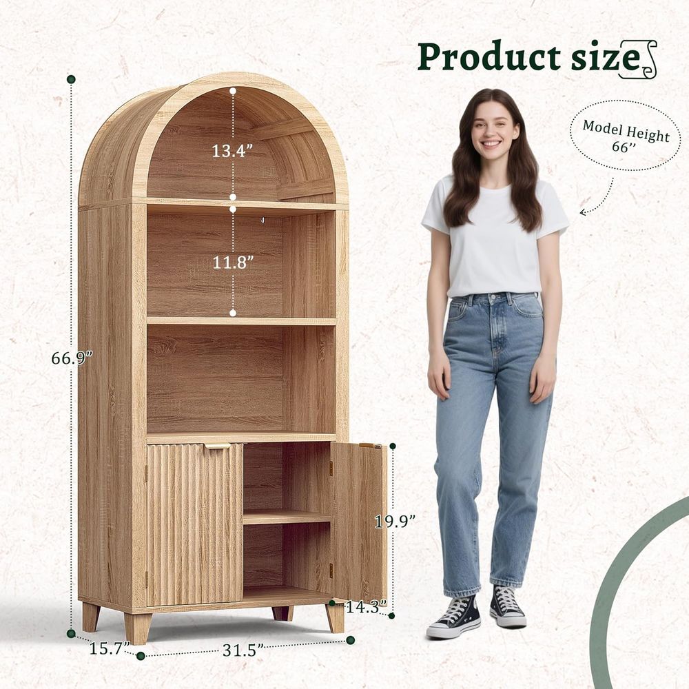 아치형 캐비닛, 5단 수납선반, 라이트 오크 |   센 - Storage 리뷰 및 가격